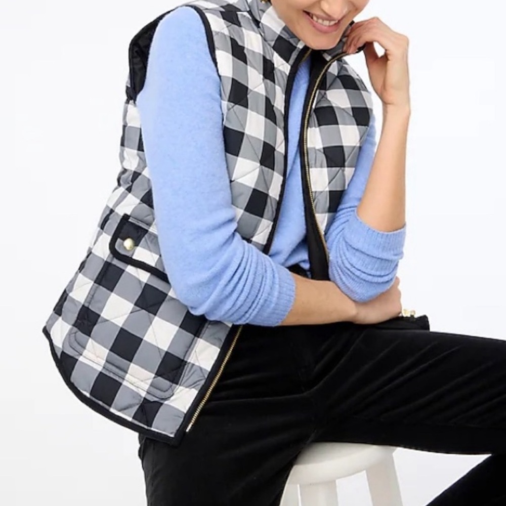 J.Crew Navy White Buffalo Plaid Check Vest XS, like new